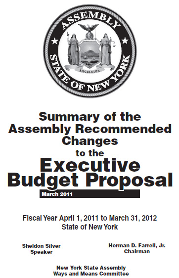 Summary of the Assembly Recommended Changes to the Executive Budget Proposal