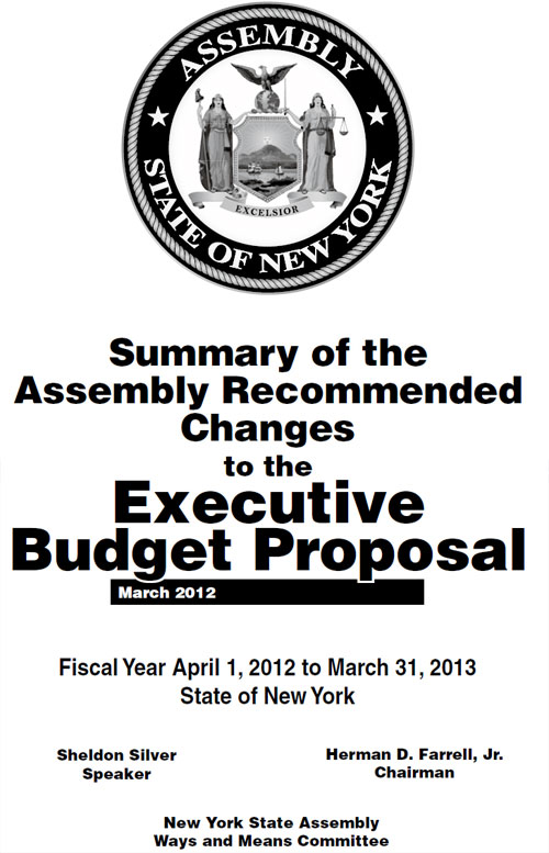 Summary of the Assembly Recommended Changes to the Executive Budget Proposal