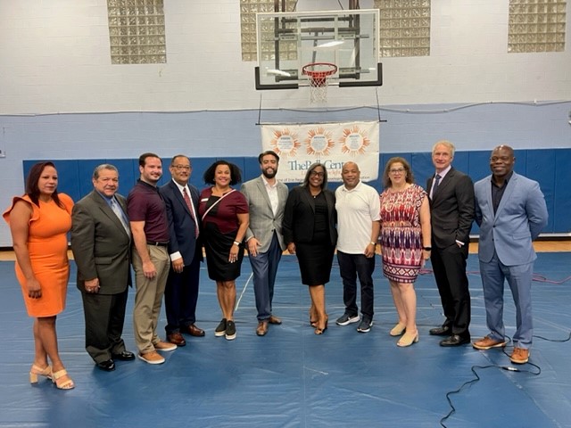 Pictured with Speaker Heastie at the Belle Center are Assemblymember Jon D. Rivera and representatives of the Belle Center and the Hispanic Heritage Council of WNY.